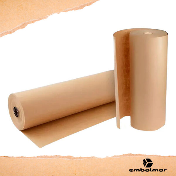 Bobina de papel kraft monolúcido para embalagens.